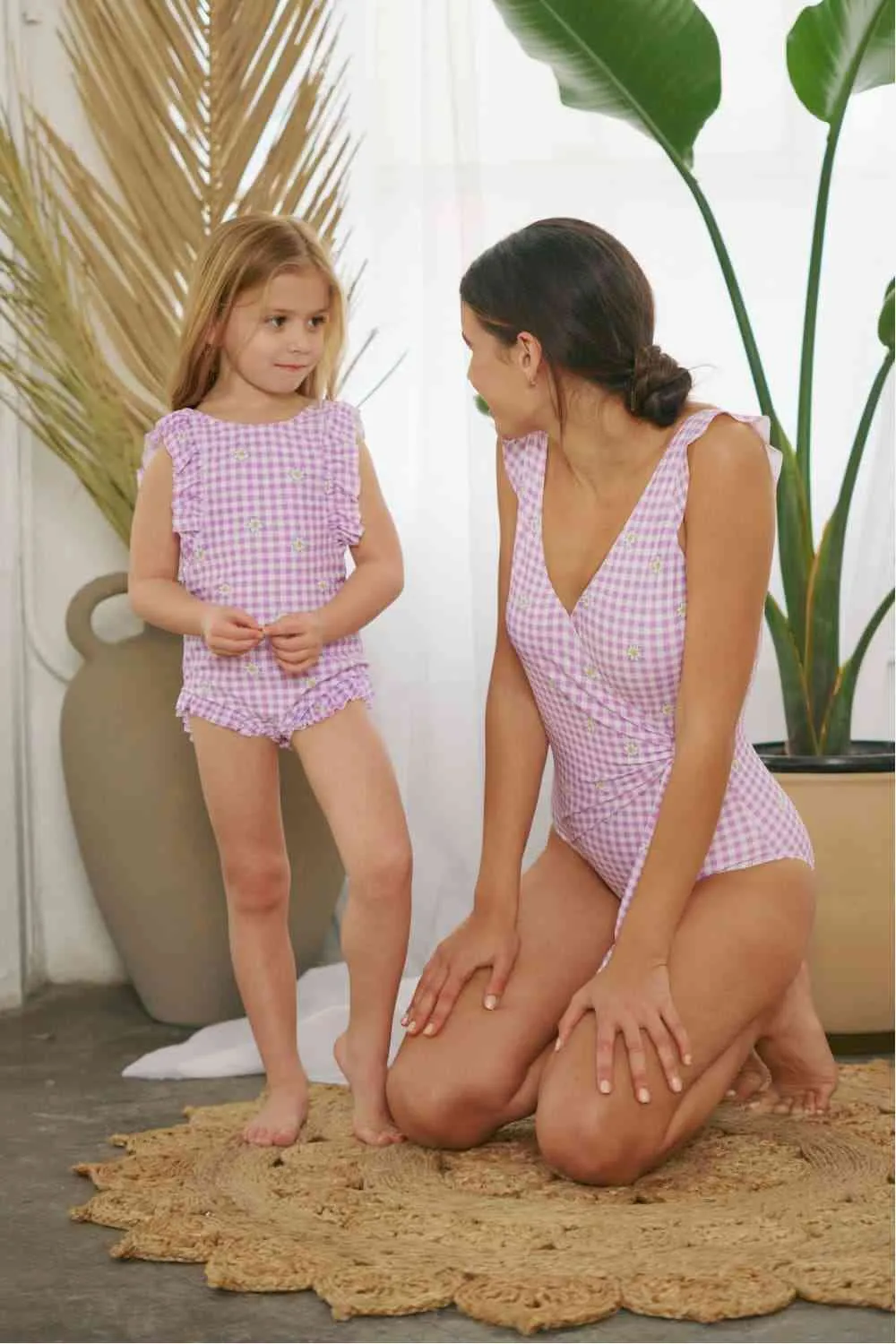 Float On Ruffle Faux Wrap One-Piece Women's Swimsuit in Carnation Pink