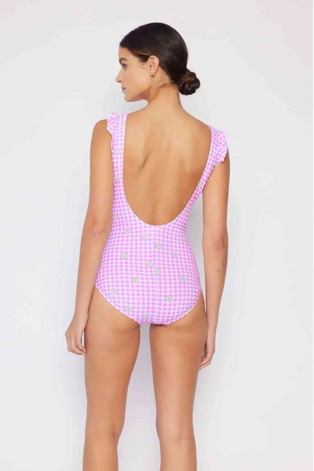 Float On Ruffle Faux Wrap One-Piece Women's Swimsuit in Carnation Pink