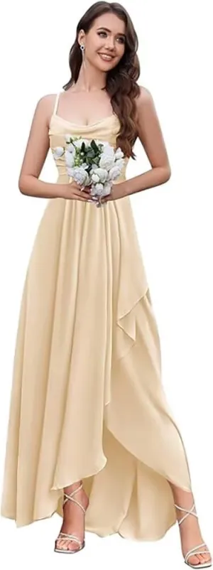 FOOHJMH Chiffon Bridesmaid Dress Spaghtti Strap Prom Dresses A Line Formal Evening Gowns 2025