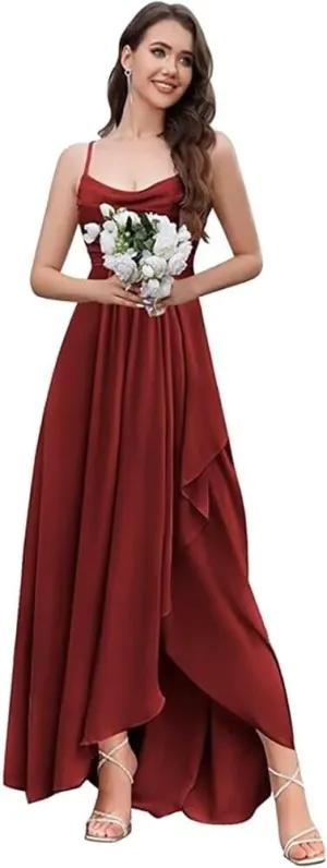 FOOHJMH Chiffon Bridesmaid Dress Spaghtti Strap Prom Dresses A Line Formal Evening Gowns 2025