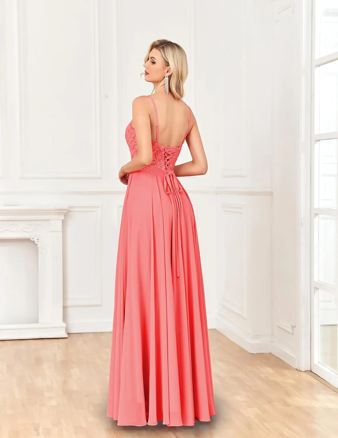 ForElise Beach Wedding Dresses for Bride 2025 Spaghetti Straps Lace Appliques Long Bridal Gown