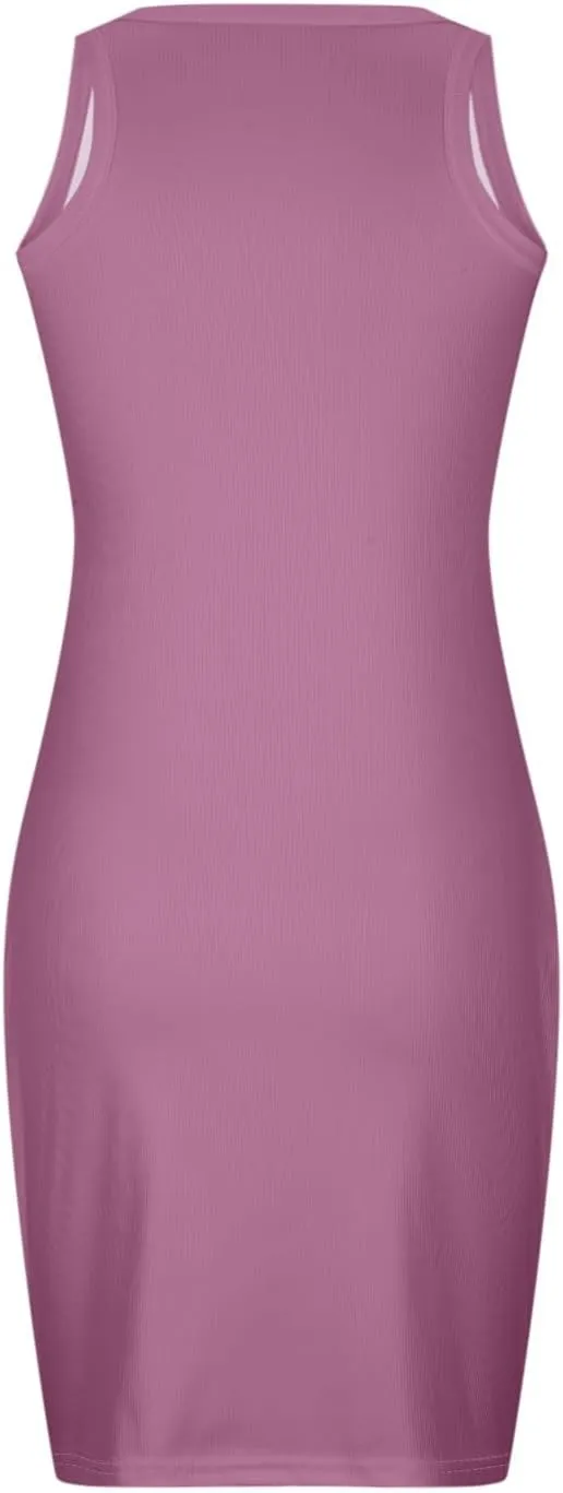 FZYLQY Sleeveless Ribbed Bodycon Mini Dress for Women Slim Fit Casual Tank Dress Stretchy Lightweight Summer Comfy Sundress