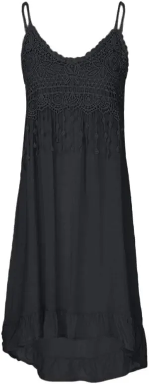 FZYLQY Summer Dresses for Women 2024 Trendy Plus Size Spaghetti Strap Tassel Midi Dress Fashion Beach Sundress Tank Dress