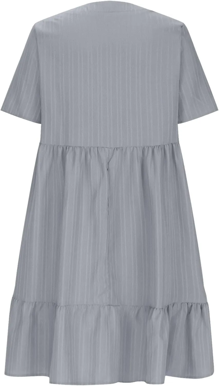GOKKILRW Womens Summer Dresses Casual Short Sleeve Flowy Maternity Dress Lightweight Going Out Nightgowns Midi Beach Sundress