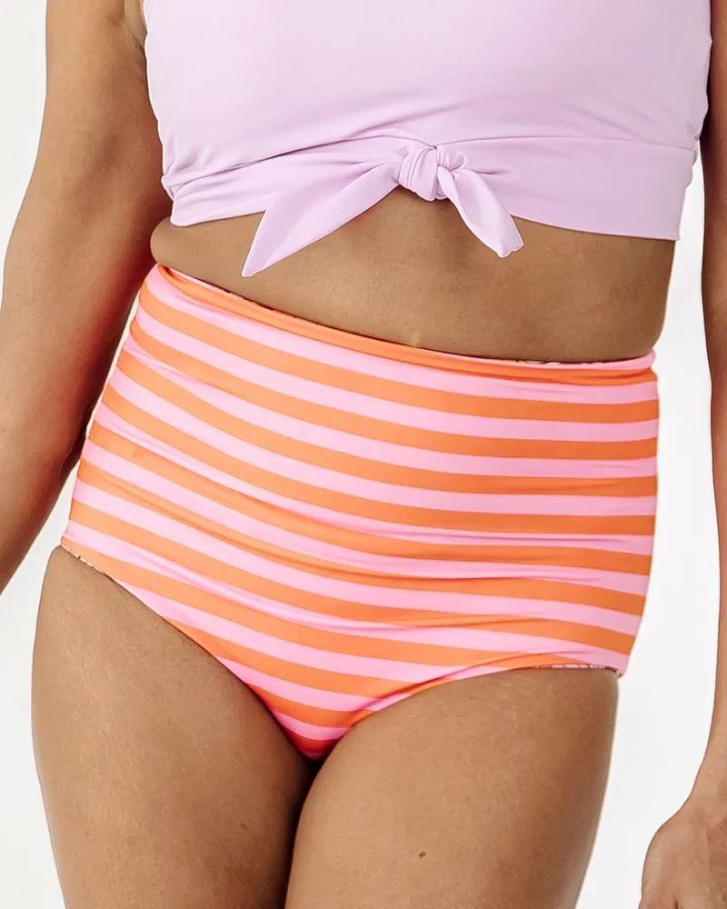 Groovy Blooms/Sherbet Stripe Reversible Ultra High-Waist Bottom