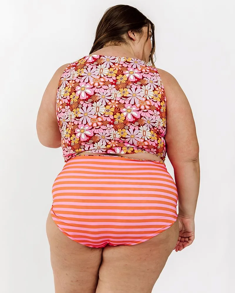 Groovy Blooms/Sherbet Stripe Reversible Ultra High-Waist Bottom