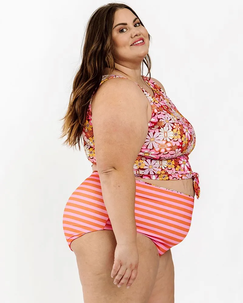 Groovy Blooms/Sherbet Stripe Reversible Ultra High-Waist Bottom