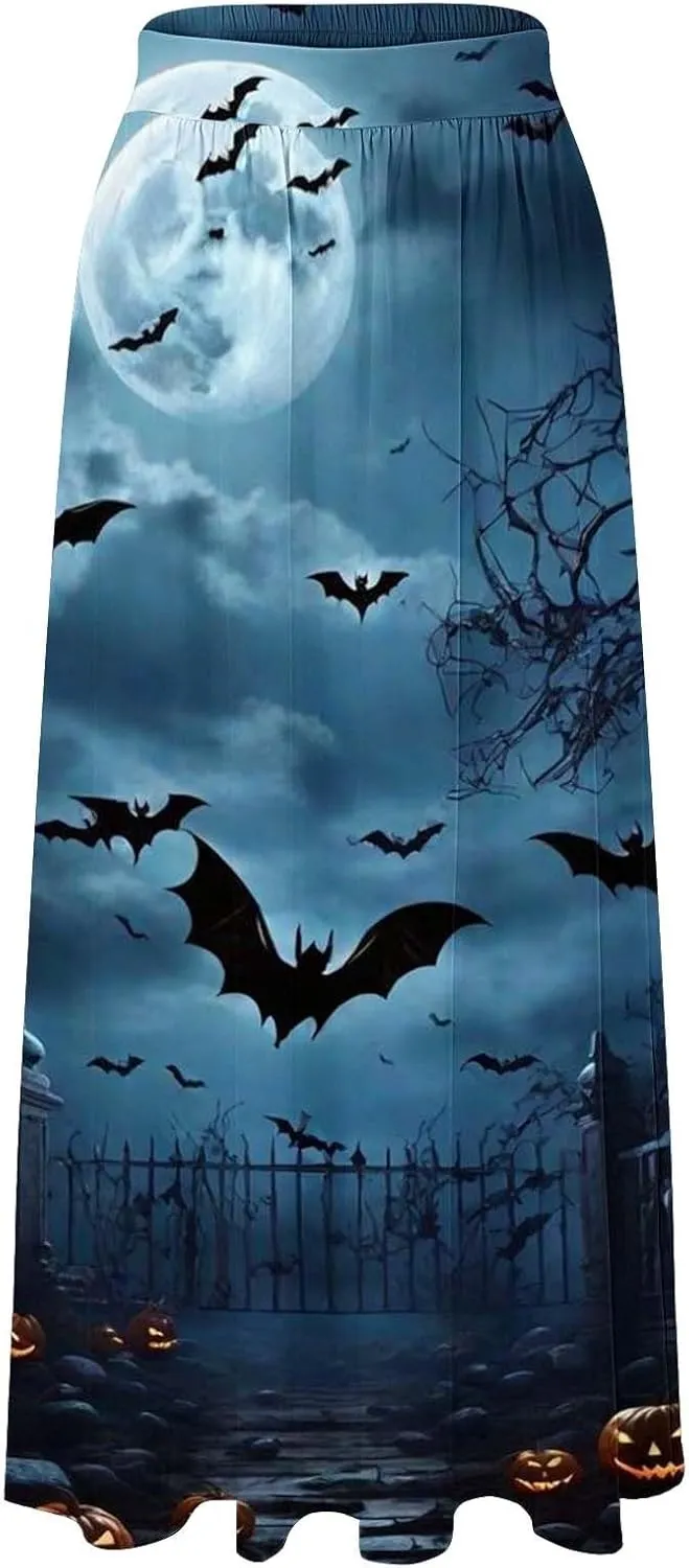 Halloween Skirts for Women Waist Party Beach Pocket Long Maxi Skirt Womens Tulle Skirt Black Tutu Skirt Black Skirt
