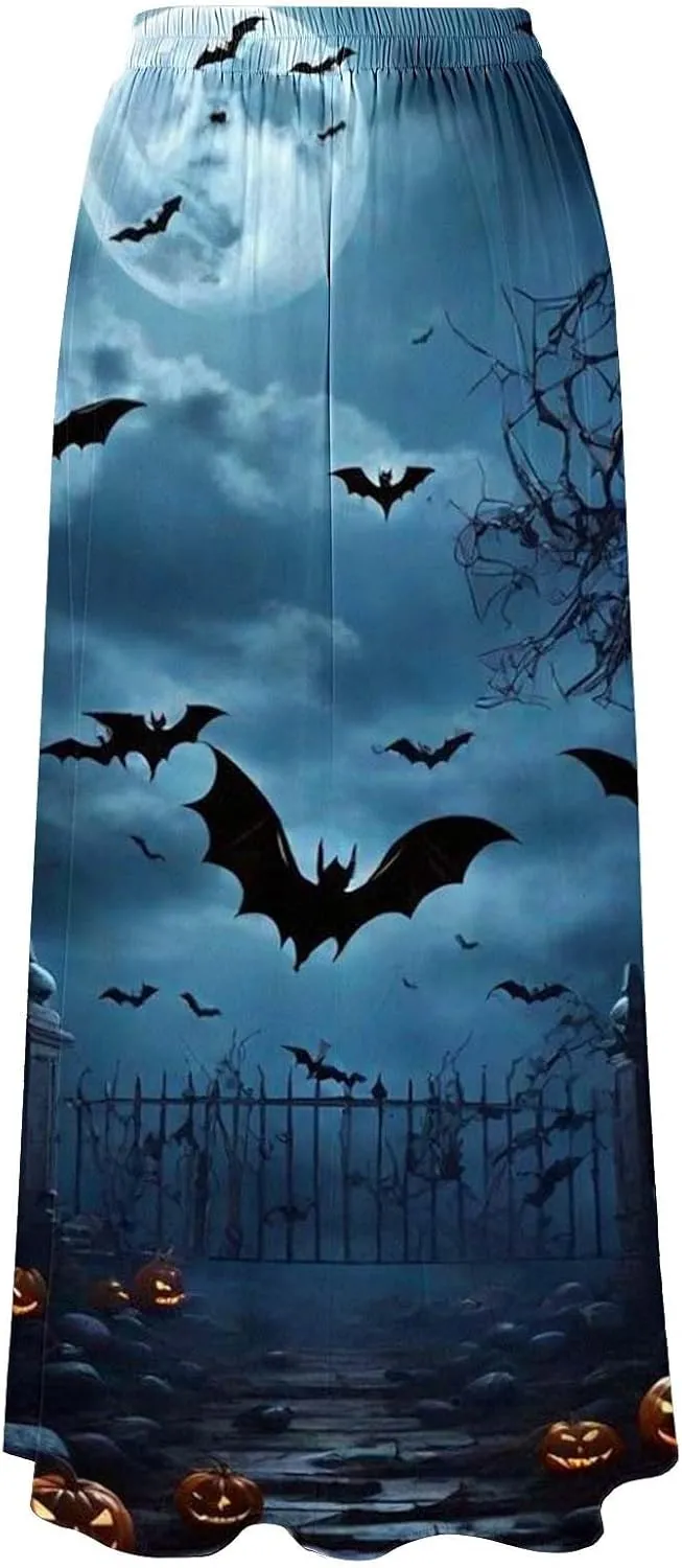 Halloween Skirts for Women Waist Party Beach Pocket Long Maxi Skirt Womens Tulle Skirt Black Tutu Skirt Black Skirt