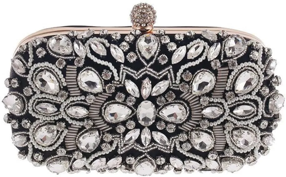Handmade Beaded Crossbody Clutch, Rhinestone Evening Bag, Elegant Women's Party Purse, Perfect for Dresses/Weddings/Festival