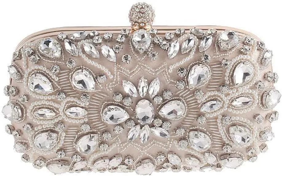 Handmade Beaded Crossbody Clutch, Rhinestone Evening Bag, Elegant Women's Party Purse, Perfect for Dresses/Weddings/Festival