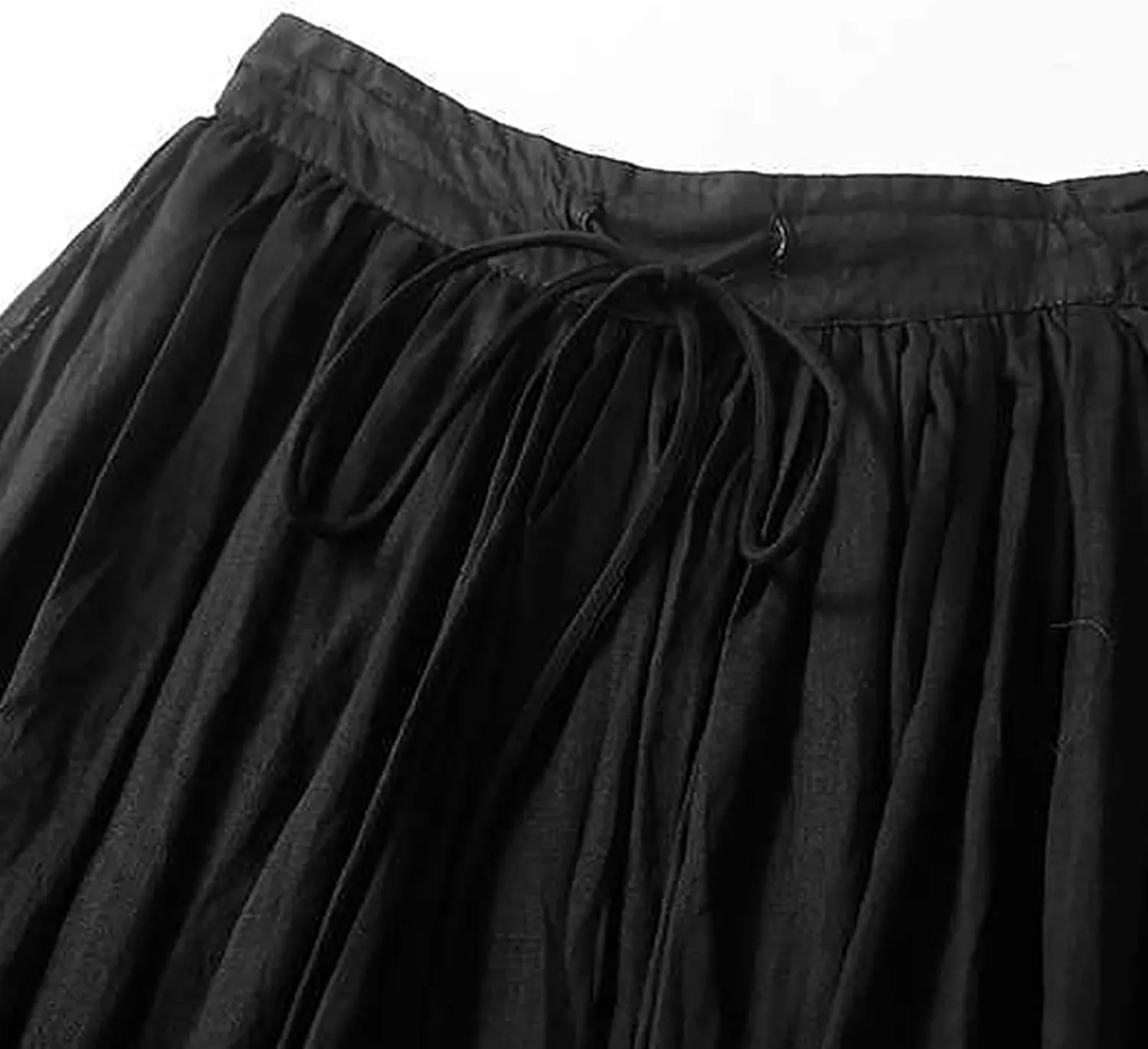 hlysgo Women's Boho High Waist A Line Pleated Flowy Midi Skirts Lightweight Summer Cotton Linen Long Skirt with Pockets