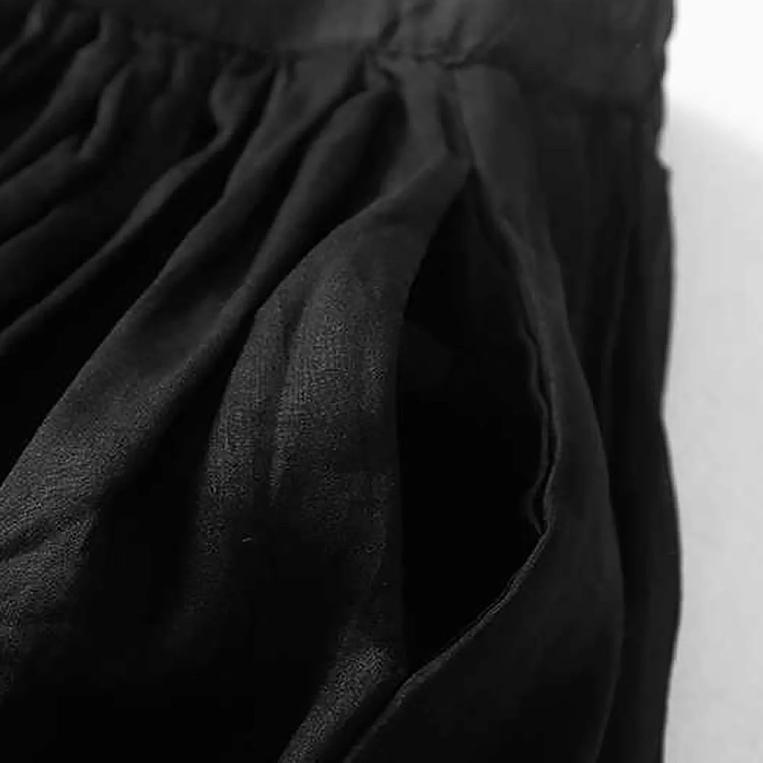 hlysgo Women's Boho High Waist A Line Pleated Flowy Midi Skirts Lightweight Summer Cotton Linen Long Skirt with Pockets