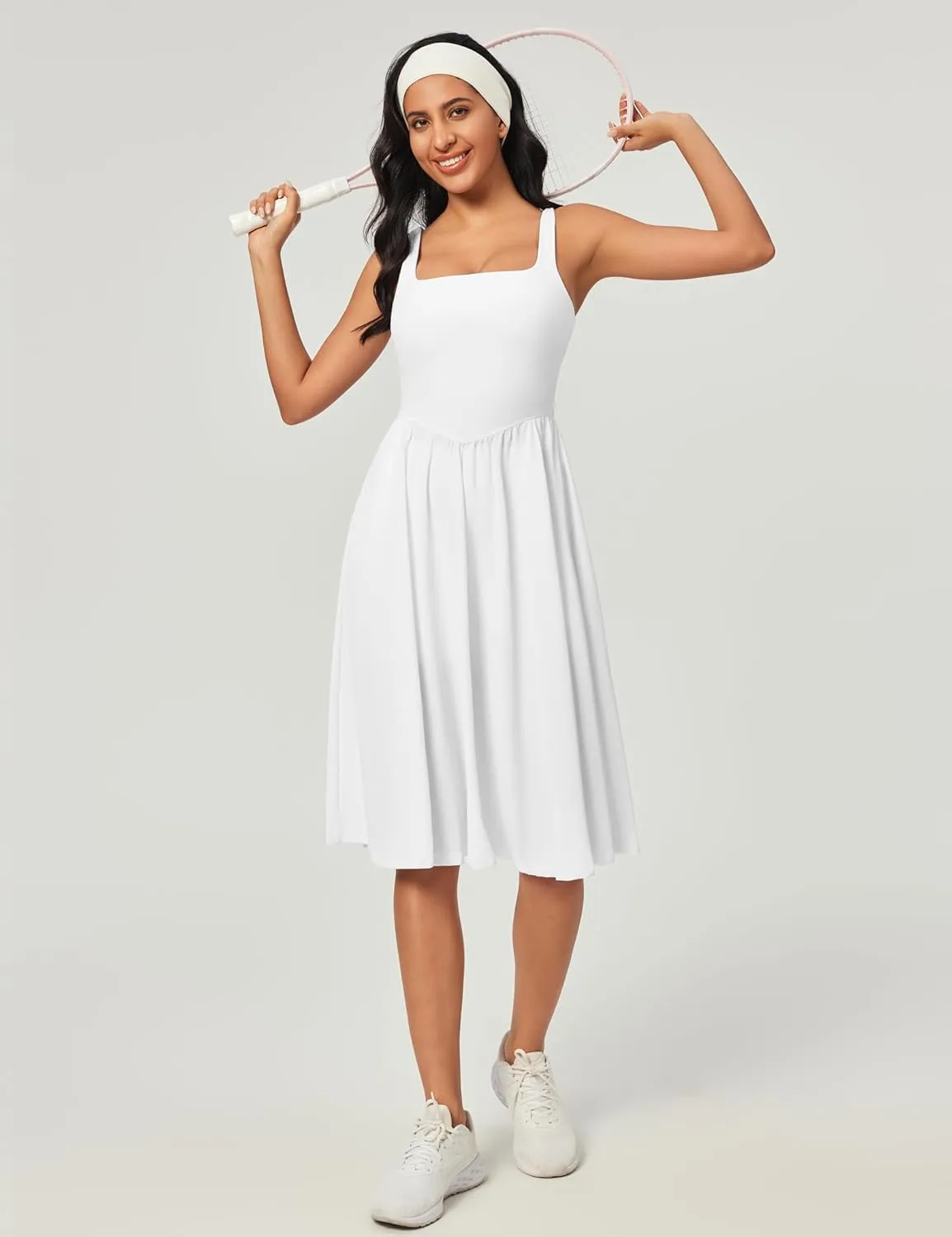 IUGA Sundresses for Women 2025 Summer Dress with Built in Shorts & Bra Spaghetti Strap Midi Casual Flowy Beach Dresses
