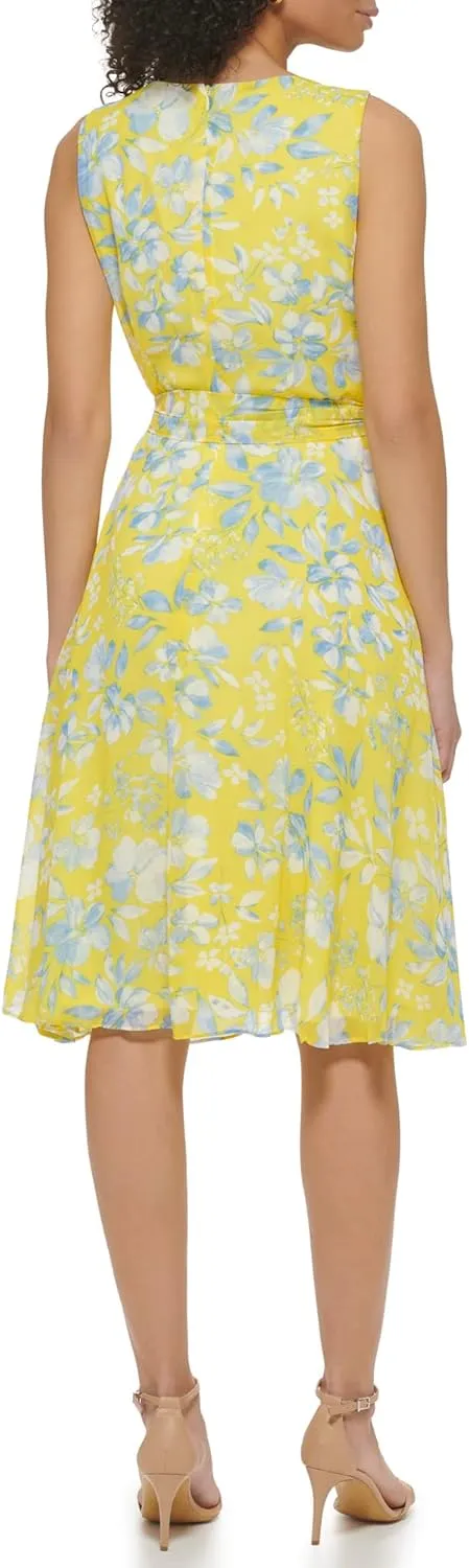 Jessica Howard Women's Floral Chiffon Fit & Flare Midi Dress