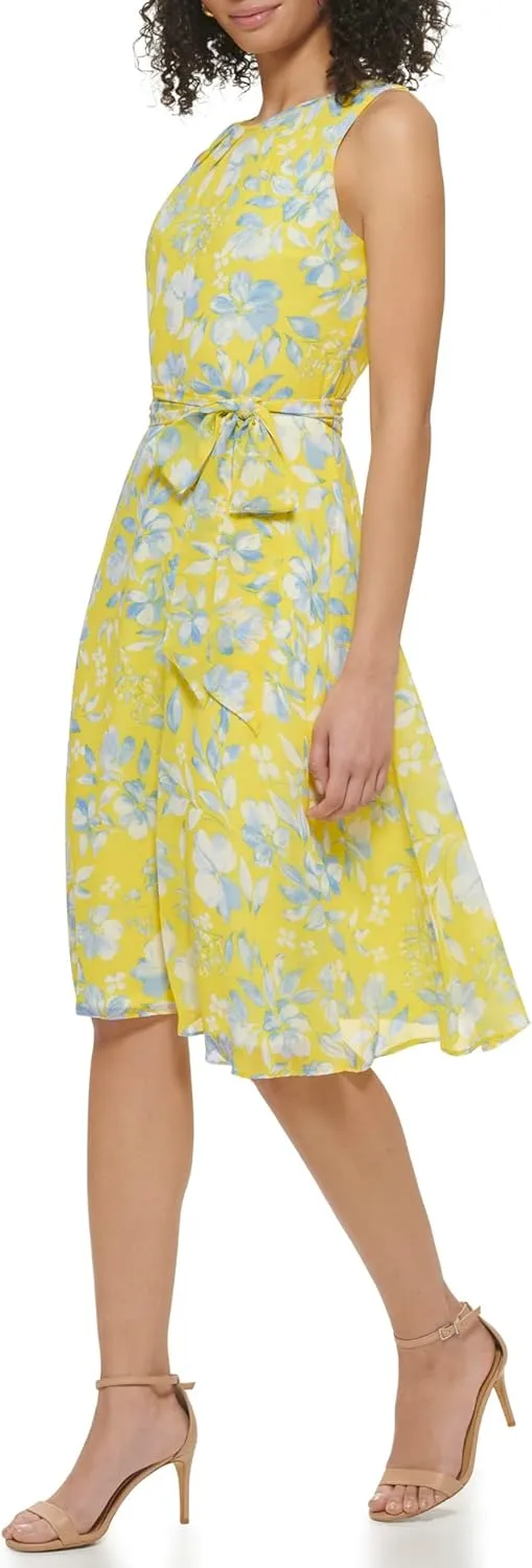 Jessica Howard Women's Floral Chiffon Fit & Flare Midi Dress