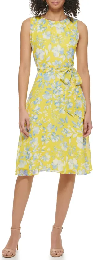 Jessica Howard Women's Floral Chiffon Fit & Flare Midi Dress