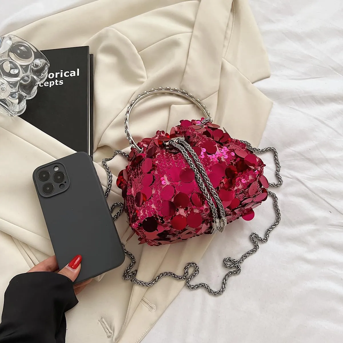 KARRESLY Evening Bag Bling Purse Shimmering Sequins Clutch Purses for Women Wedding Party Cocktail Prom Dinner