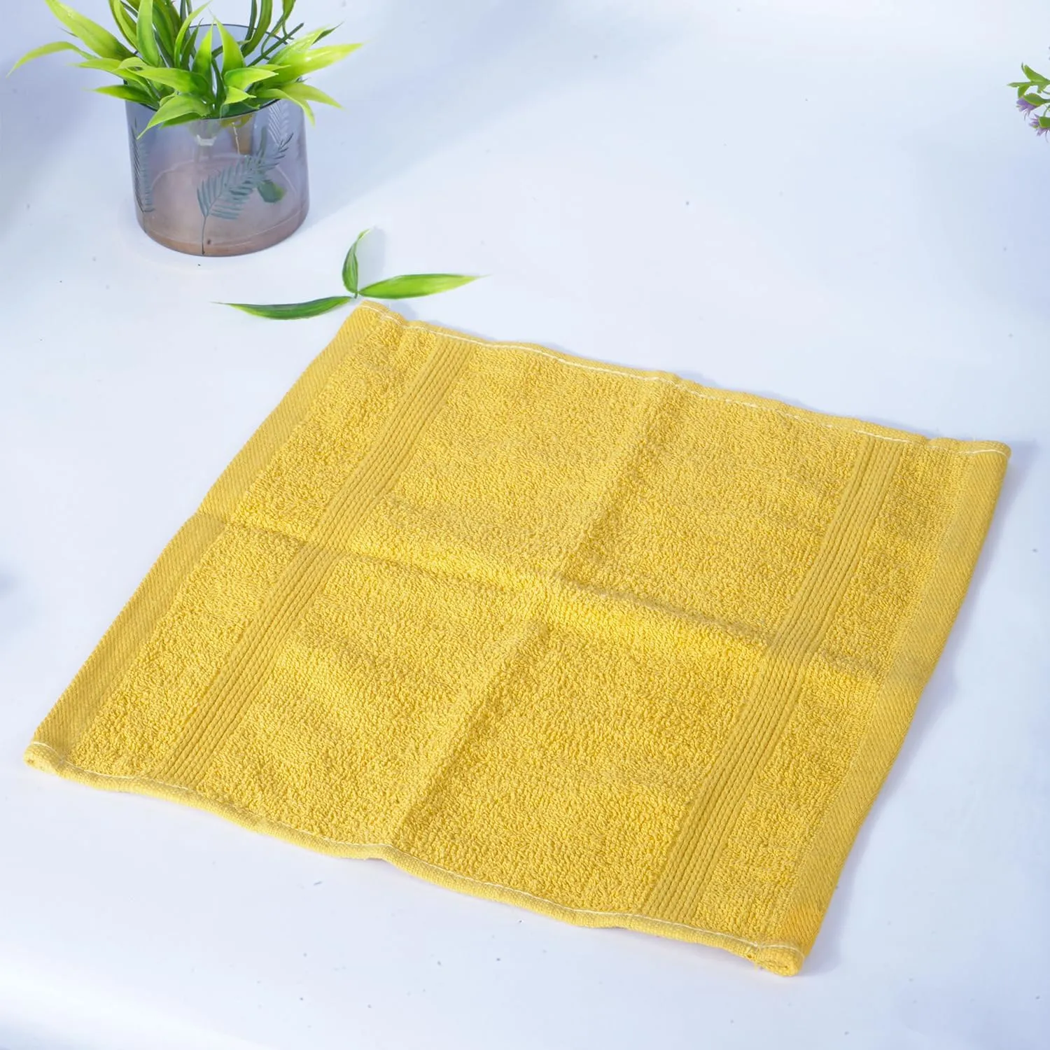 Kuber Industries Bamboo Face Towels |Super Soft, Quick Absorbent & Anti-Bacterial|Gym & Workout Towels|Pack of 12 (Yellow & Pink)