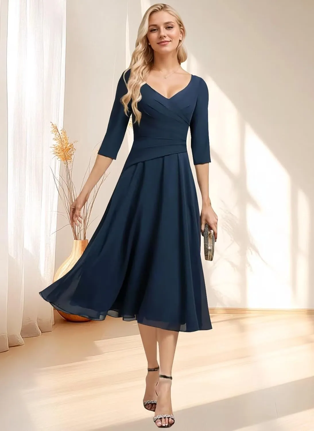 Lace Sequins Mother of The Bride Dresses 2025 Short Sleeve Wedding Guest Dresses for Women Long Chiffon A Line Formal Evening