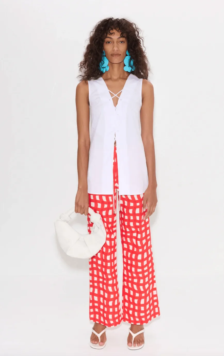 Lacy Poplin Tie Top