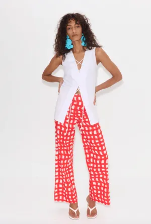 Lacy Poplin Tie Top