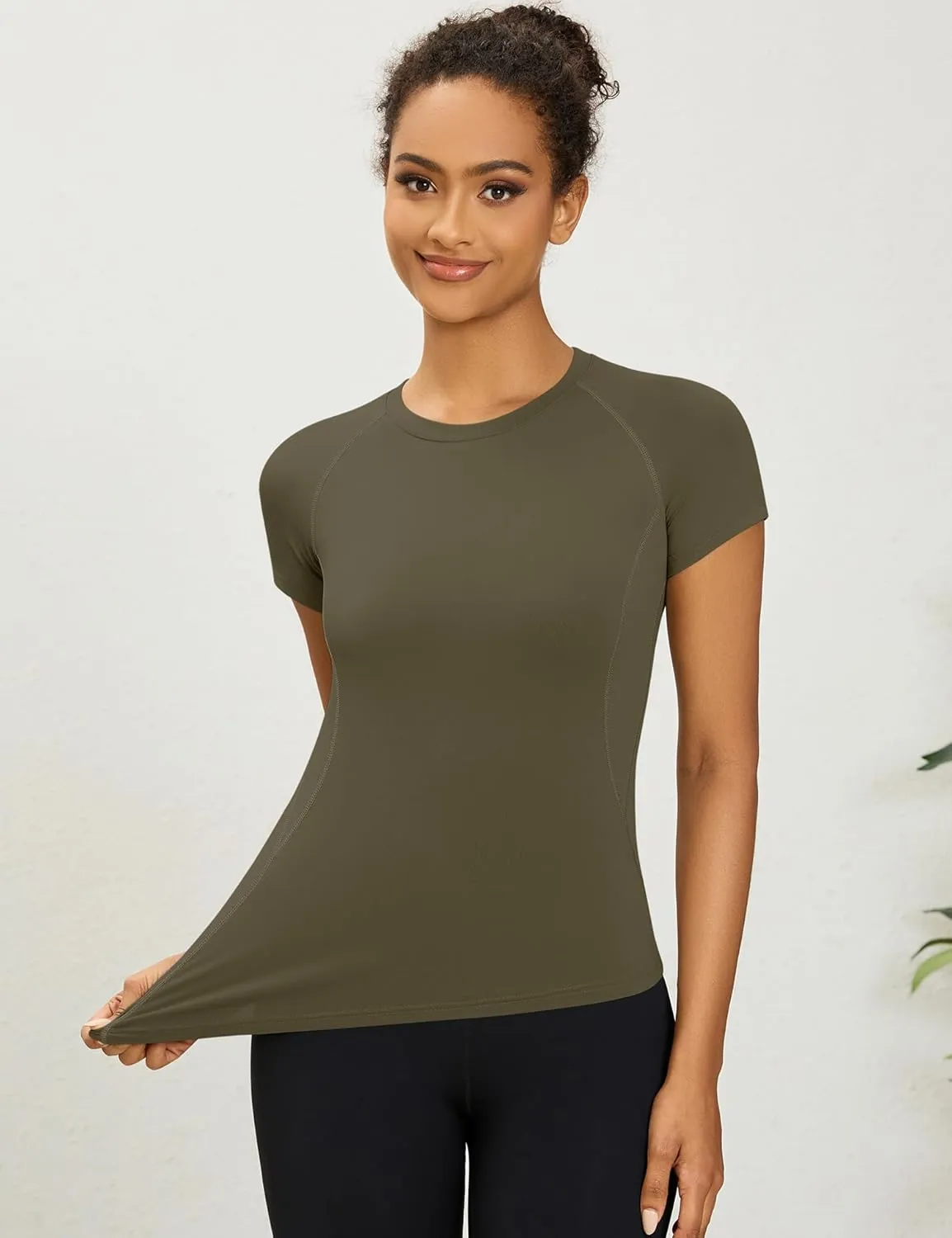 LOMON Womens Workout Tops Short Sleeve Raglan Athletic Shirts Yoga Gym Crewneck Quick Dry Tshirts