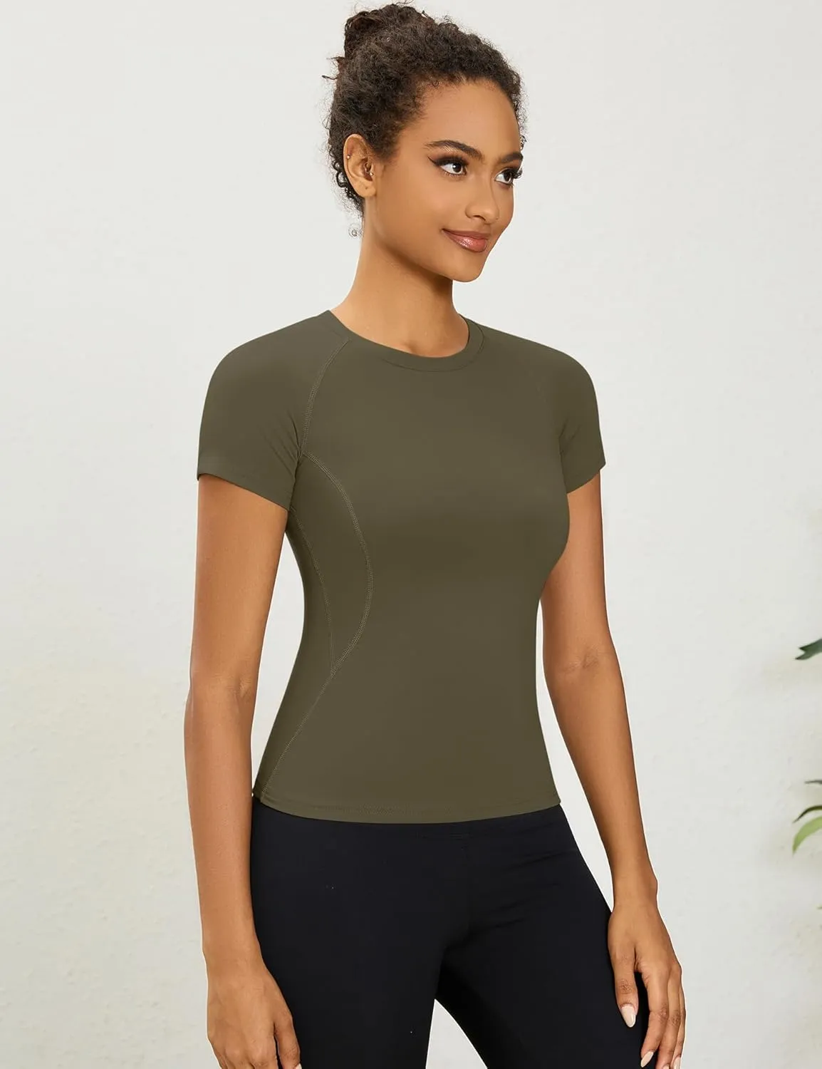 LOMON Womens Workout Tops Short Sleeve Raglan Athletic Shirts Yoga Gym Crewneck Quick Dry Tshirts
