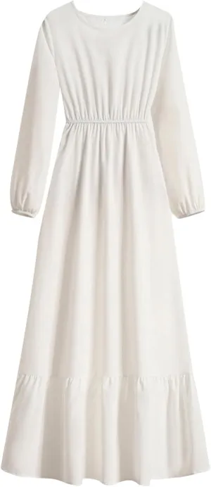 Long Dresses for Women Fall Fashion Long Sleeve Elastic Waist Tiered Ruffle Maxi Dress Causal Crewneck Party Dresses