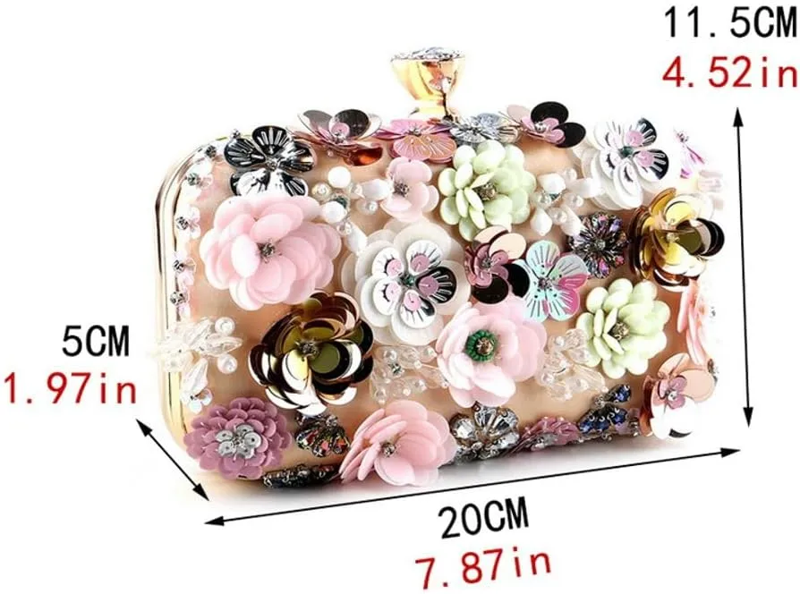 Luxury Flower Evening Clutch, Elegant Women's Party Purse, Handmade Beaded Rhinestone Bag, Perfect for Weddings/Balls/Dinners
