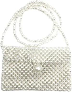 Luxury Pearl Bag Chain Bag Purse Evening Bags, Artificial Pearl Clutch Handmade Bags for Party Wedding Bridal Travel 01