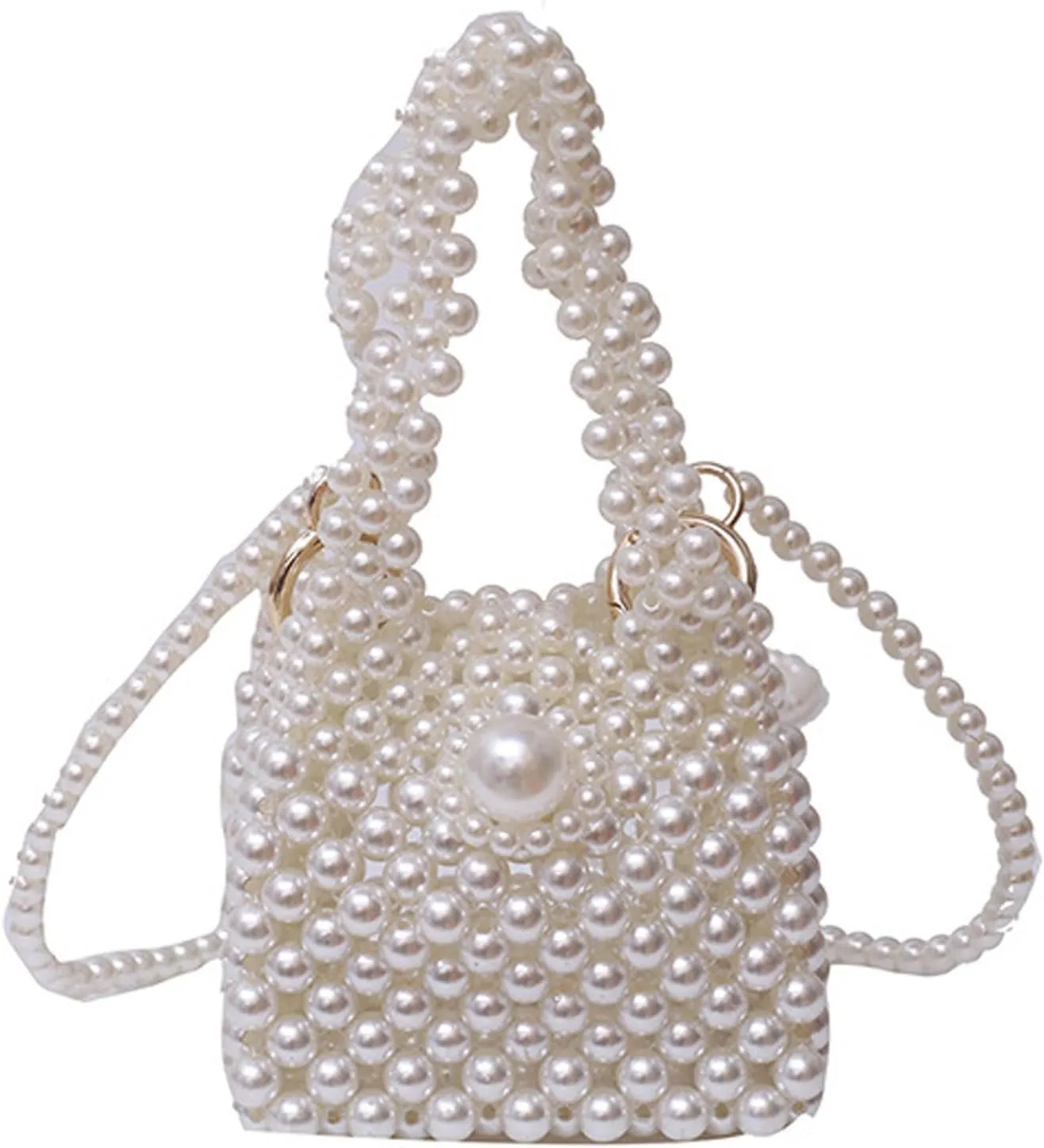 Luxury Pearl Bag Chain Bag Purse Evening Bags, Artificial Pearl Clutch Handmade Bags for Party Wedding Bridal Travel 09
