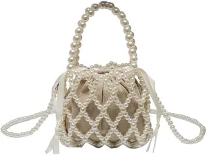 Luxury Pearl Bag Chain Bag Purse Evening Bags, Artificial Pearl Clutch Handmade Bags for Party Wedding Bridal Travel 11