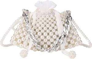 Luxury Pearl Bag Chain Bag Purse Evening Bags, Artificial Pearl Clutch Handmade Bags for Party Wedding Bridal Travel 15