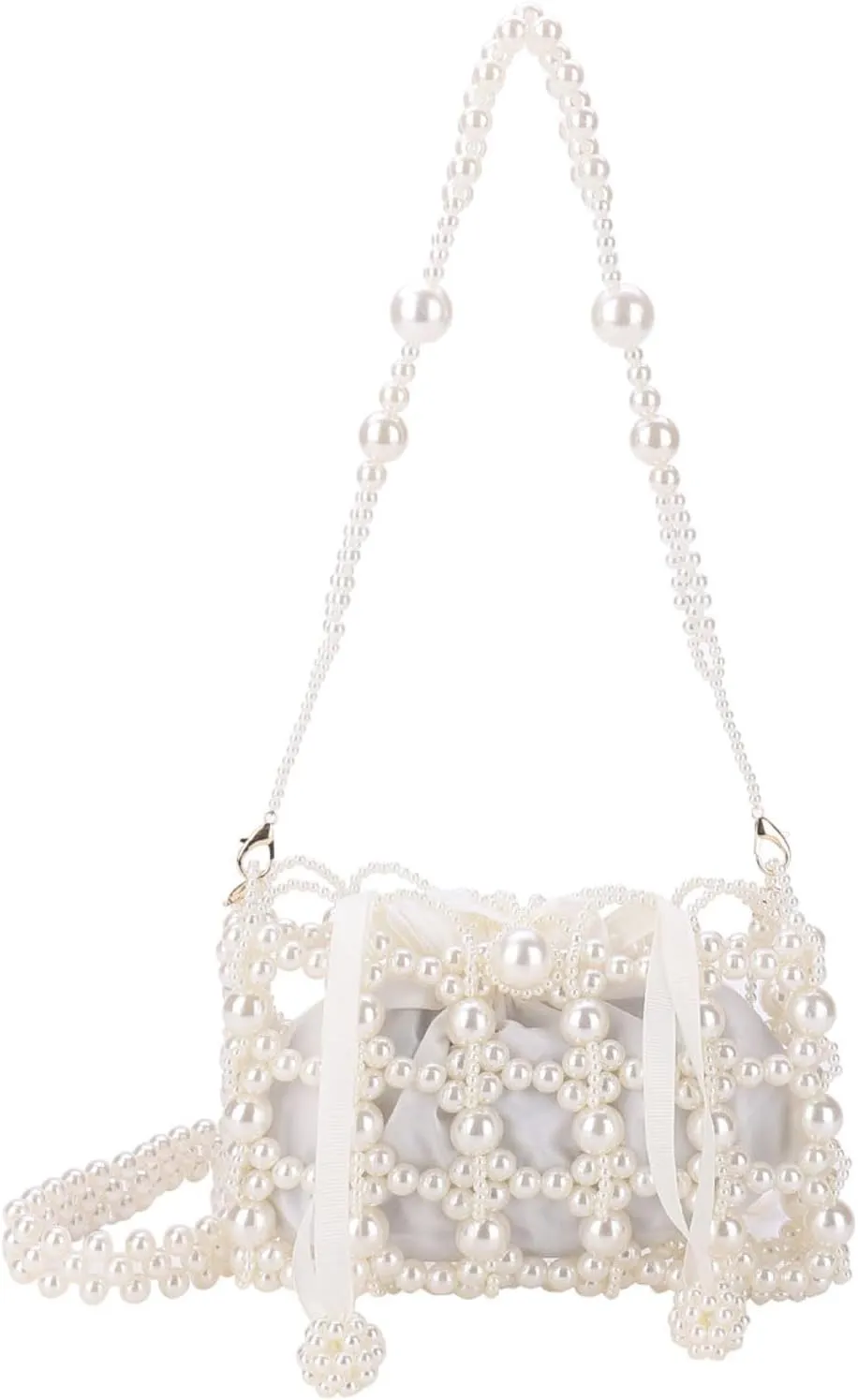 Luxury Pearl Bag Chain Bag Purse Evening Bags, Artificial Pearl Clutch Handmade Bags for Party Wedding Bridal Travel 17
