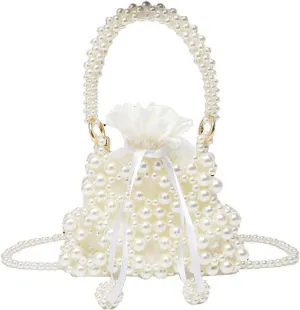 Luxury Pearl Bag Chain Bag Purse Ladies Beaded Cross Body Shoulder Bag Handmade Bags Women's Clutches for Wedding Party Bridal Party Gifts for Girls Women 18