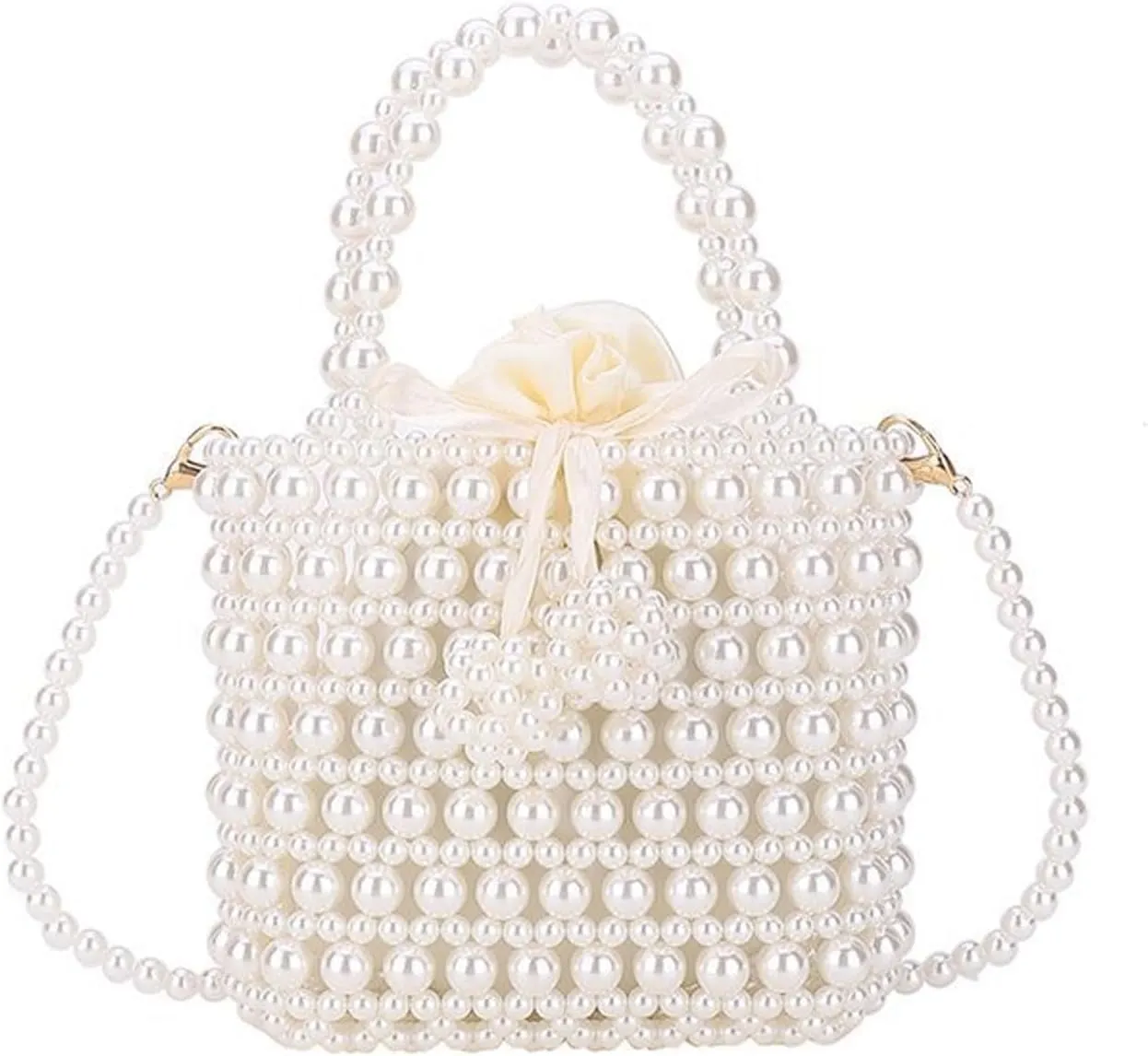 Luxury Pearl Bag Chain Bag Purse Ladies Beaded Cross Body Shoulder Bag Handmade Bags Women's Clutches for Wedding Party Bridal Party Gifts for Girls Women 21