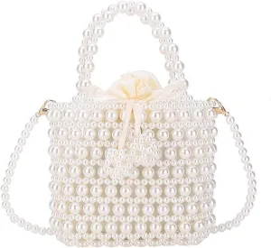 Luxury Pearl Bag Chain Bag Purse Ladies Beaded Cross Body Shoulder Bag Handmade Bags Women's Clutches for Wedding Party Bridal Party Gifts for Girls Women 21