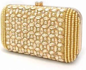 Luxury Silk Beaded Clutch Purse | Handmade Bridal Bag with Pearls & Stones | Evening Handbag for Weddings & Parties