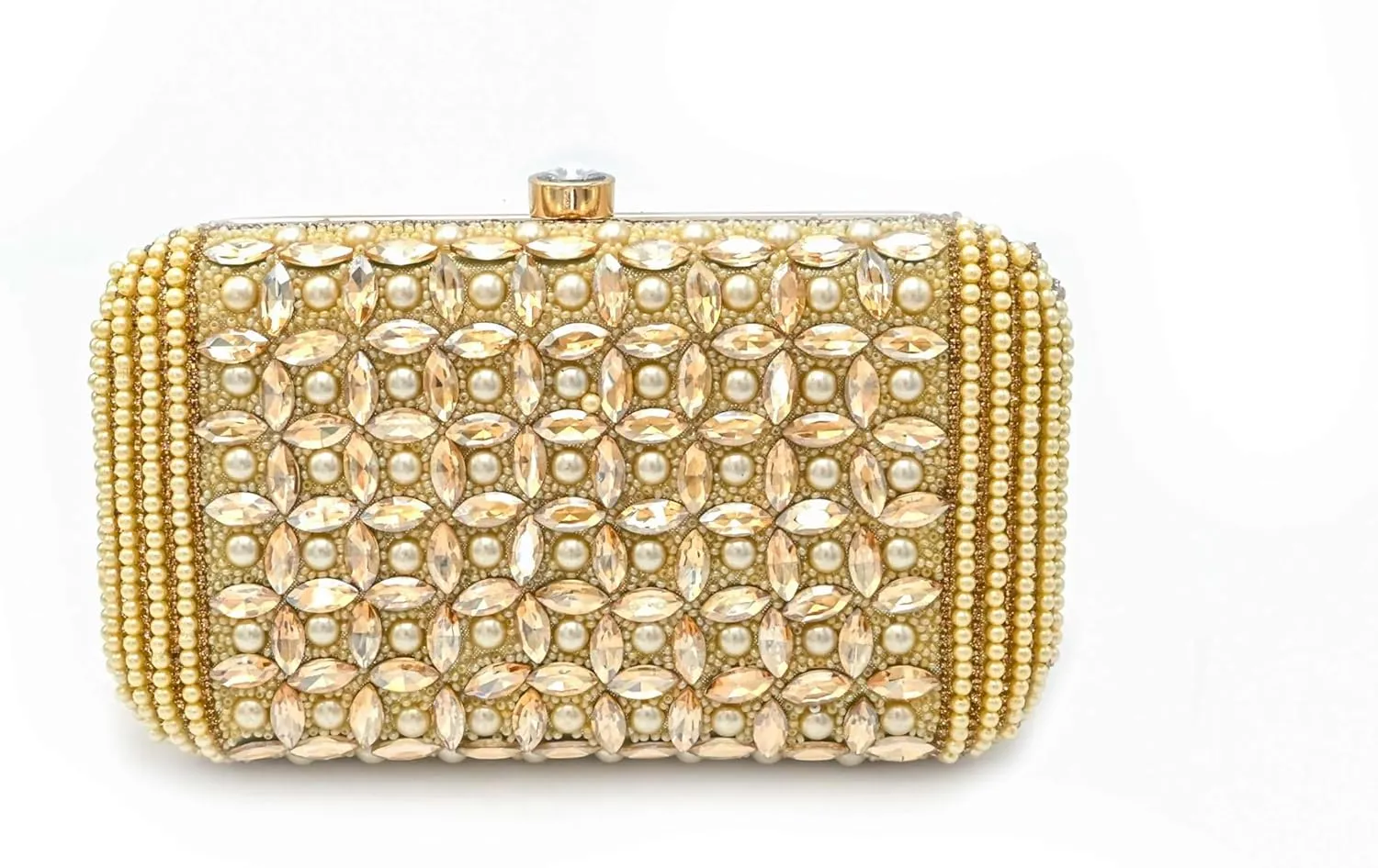 Luxury Silk Beaded Clutch Purse | Handmade Bridal Bag with Pearls & Stones | Evening Handbag for Weddings & Parties