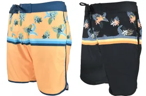 M-BS33 - Wholesale Men's Floral Print & Striped Quick Dry Board Short