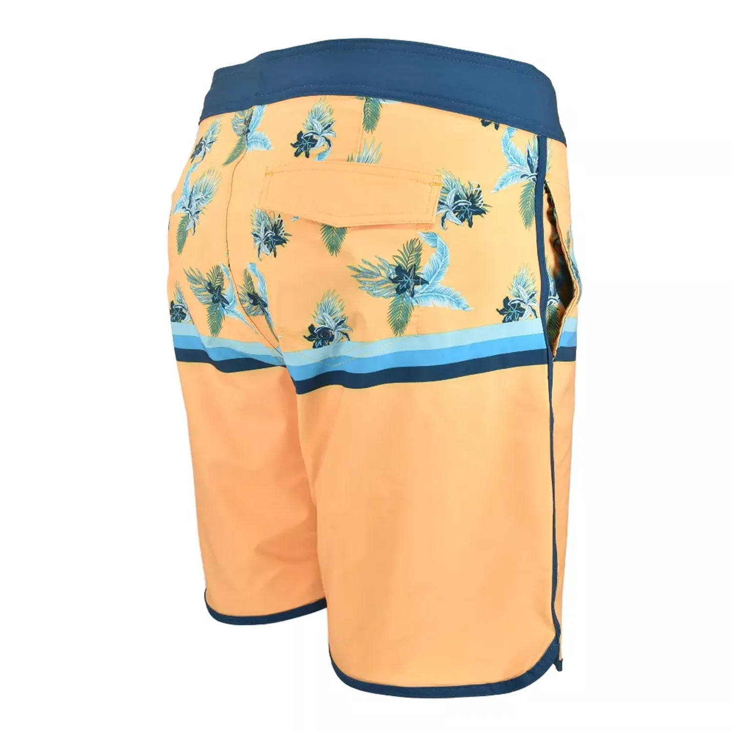 M-BS33 - Wholesale Men's Floral Print & Striped Quick Dry Board Short