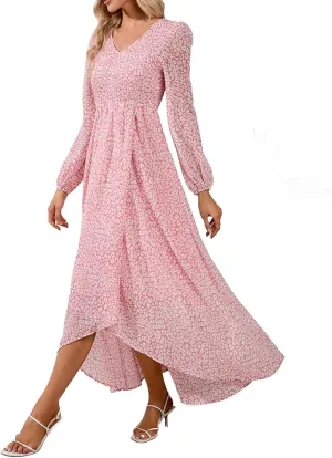 Maxi Dresses for Women 2025 Summer Dresses Chiffon Dress Flowy High Slit Long Sleeve