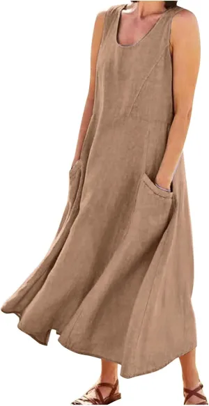 Maxi Sundresses for Women 2025 Plus Size Summer Casual Sleeveless Sundress Loose Fit Lightweight Maxi Dress
