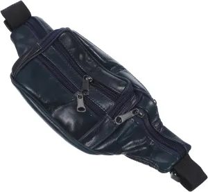 Men Leather Waist Bag Coin Purse Chest Bag for Outdoor Travel and Sports Blue Versatile Fanny Pack for Hiking Cycling and Daily Use
