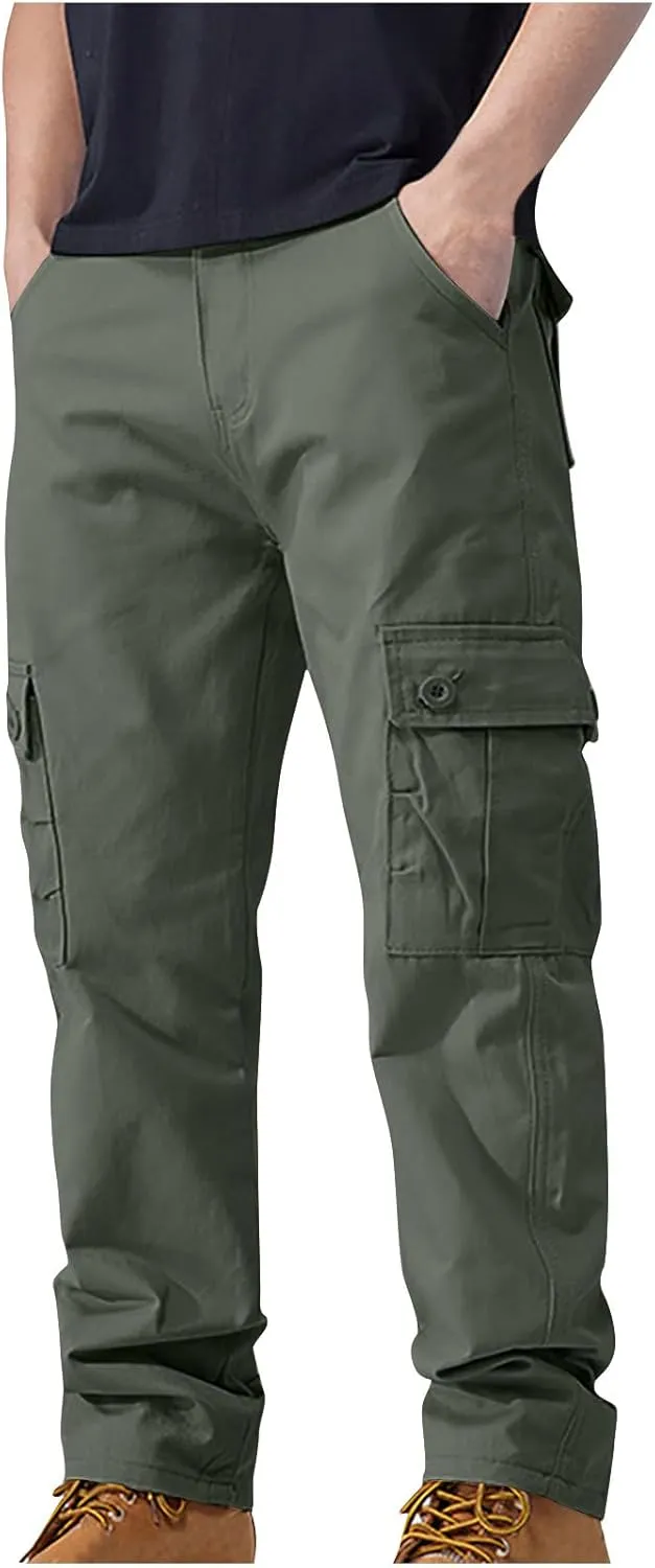 Mens Casual Pants Hiking Chino Cargo Pants Lightweight Outdoor Twill Jogger Sweatpants Loose Straight Leg Pants