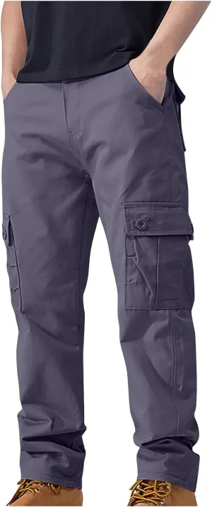 Mens Casual Pants Hiking Chino Cargo Pants Lightweight Outdoor Twill Jogger Sweatpants Loose Straight Leg Pants