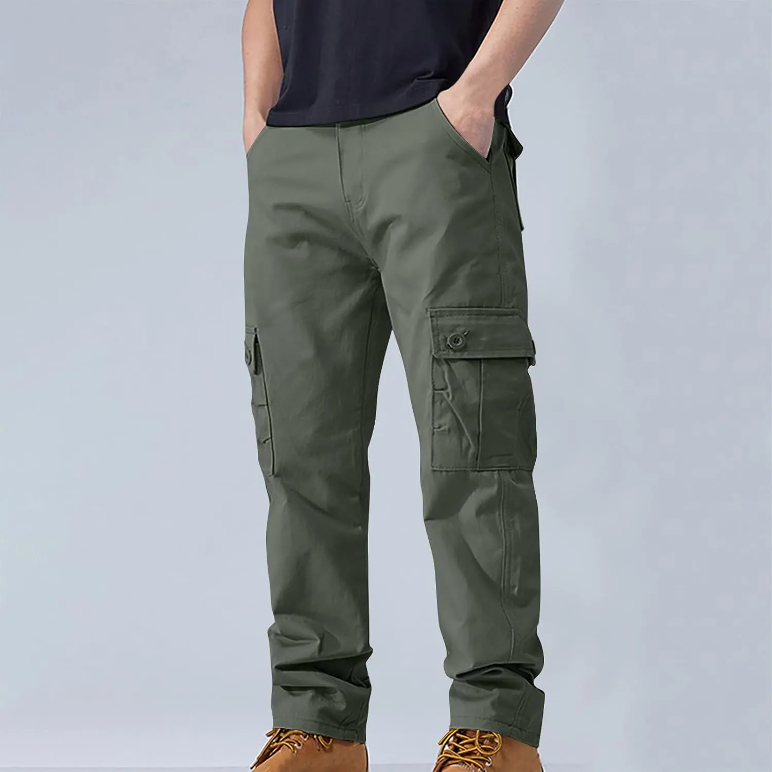 Mens Casual Pants Hiking Chino Cargo Pants Lightweight Outdoor Twill Jogger Sweatpants Loose Straight Leg Pants