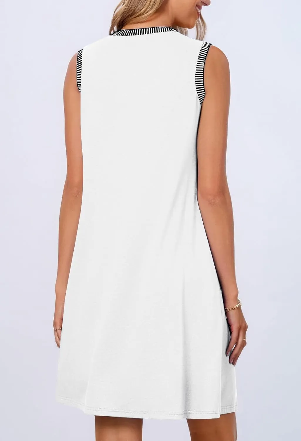 MEROKEETY Women's 2025 Summer Spring Casual Sundress Beach Vacation Sleeveless Tank Crewneck Coverup Mini Dresses