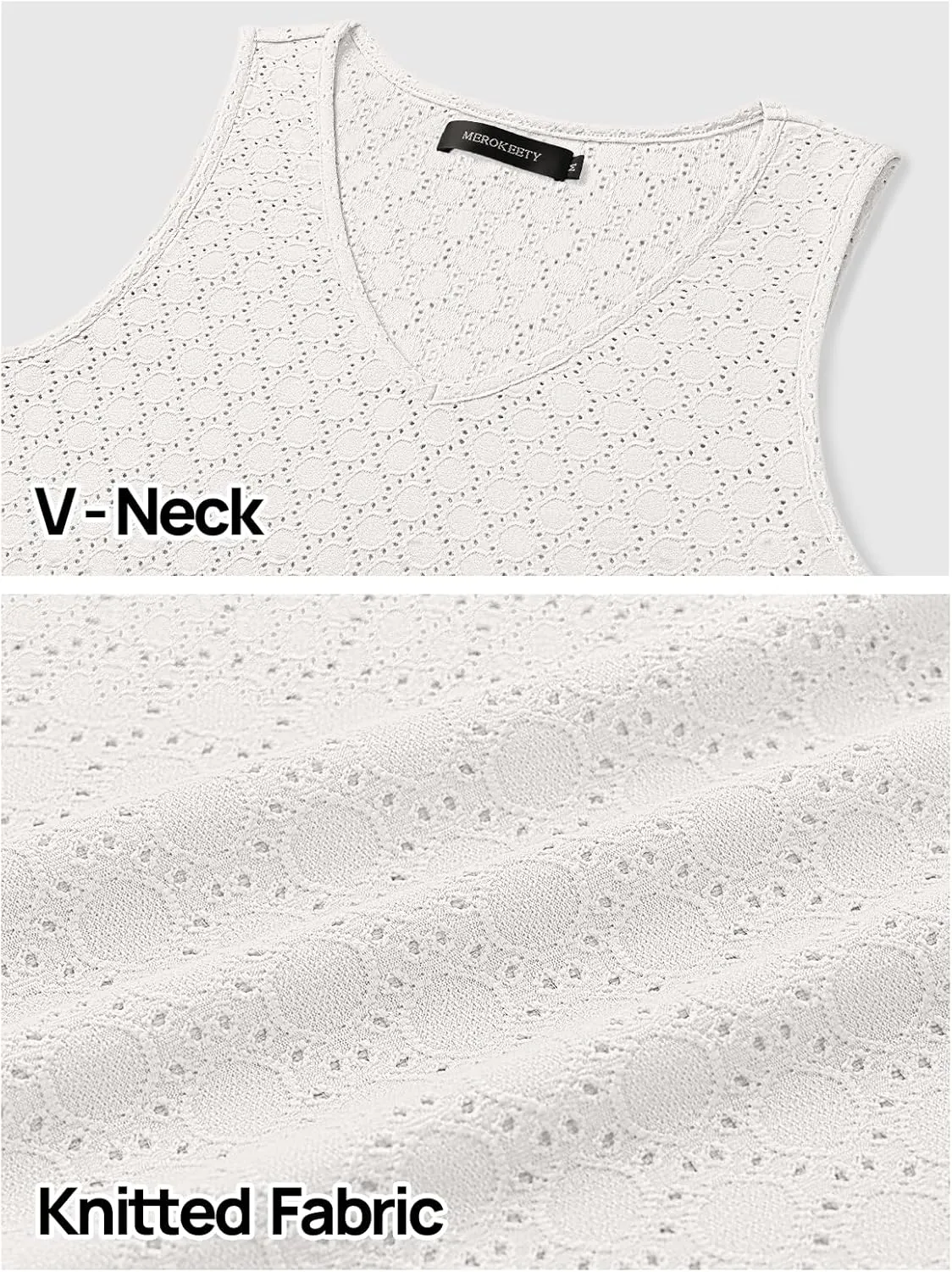 MEROKEETY Women's Summer Sleeveless Swimsuit Coverup 2025 Casual V Neck Eyelet Mini Dress Beach Sundresses